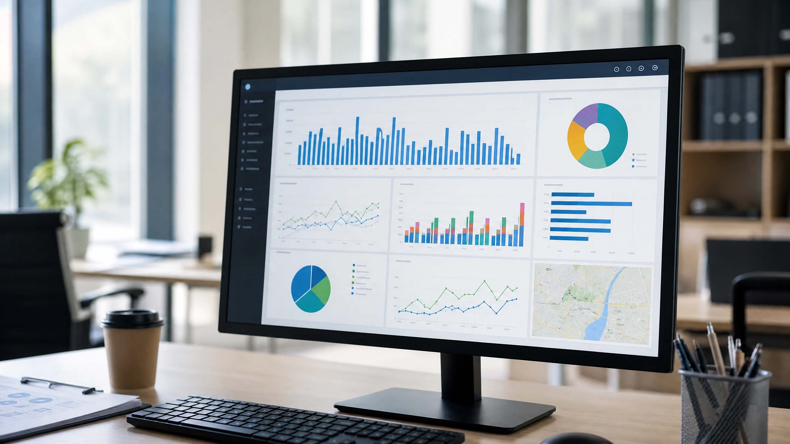Painel de indicadores de manutenção de frota exibido em tela de computador
