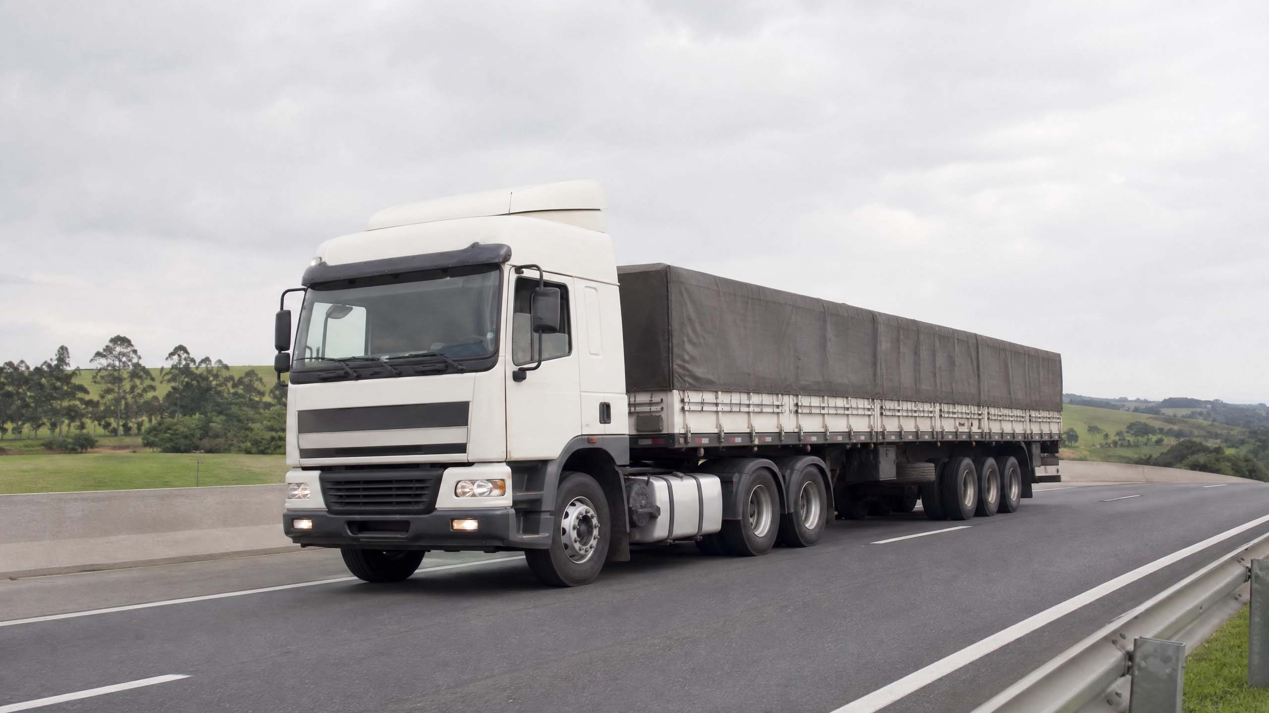 Caminhão Volkswagen de linha pesada em rodovia
